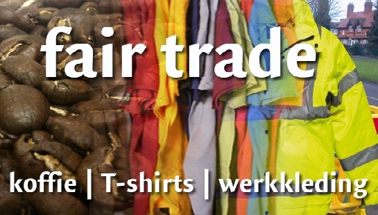 fair trade, zowel koffie, T-shirts als werkkleding