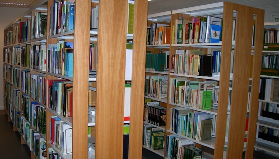 boekenrekken in het documentatiecentrum
